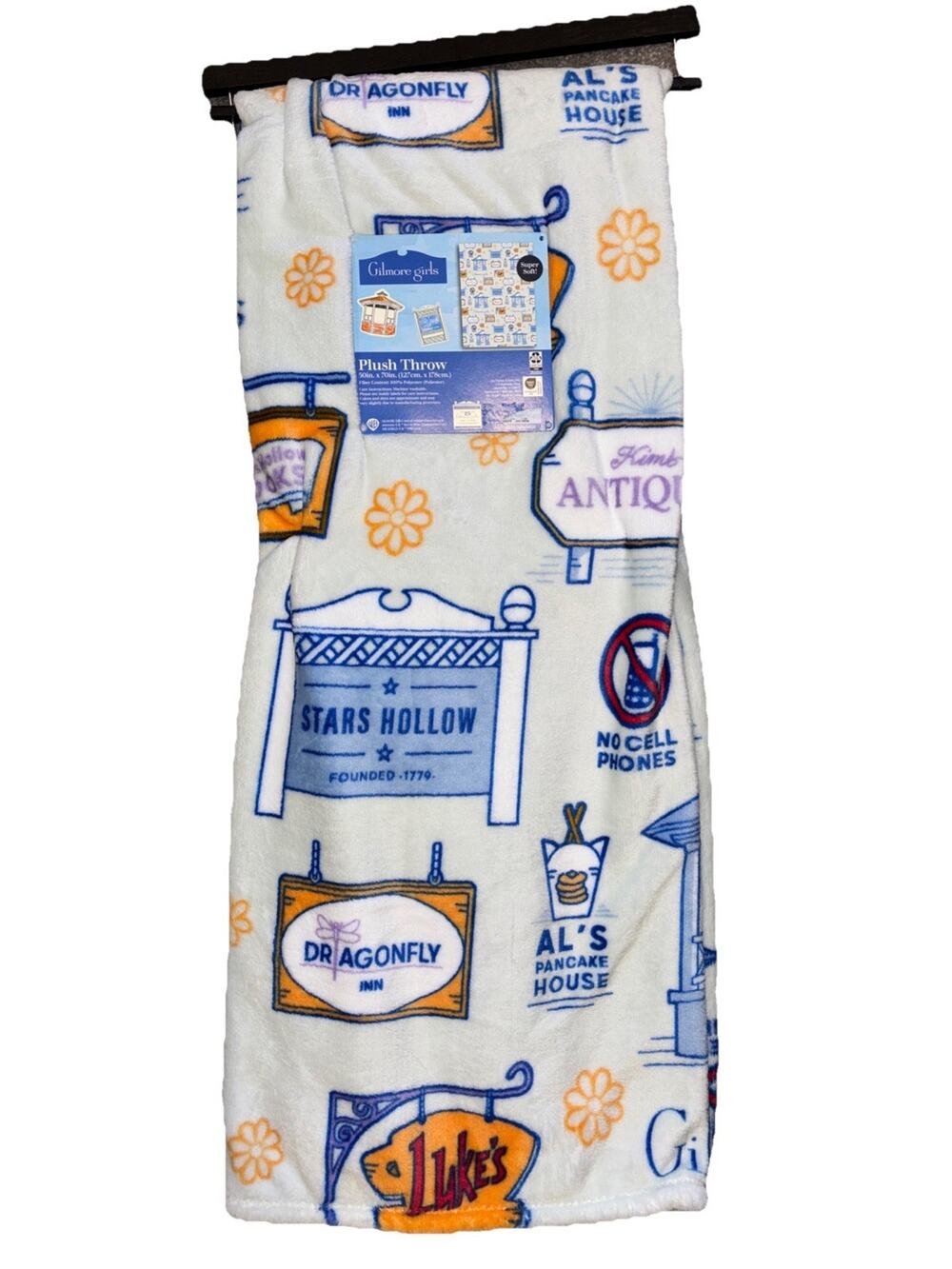 Gilmore Girls Town Signs Plush Throw Blanket 50” X 70” Dragonfly Inn Luke’s NEW